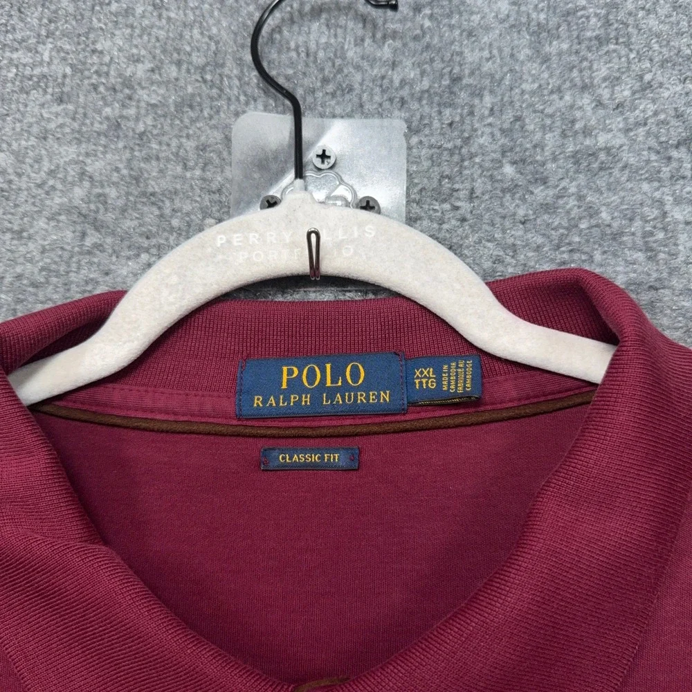 Polo Ralph Lauren Polo Shirt Mens XXL Burgundy Long Sleeve Classic Fit Cotton